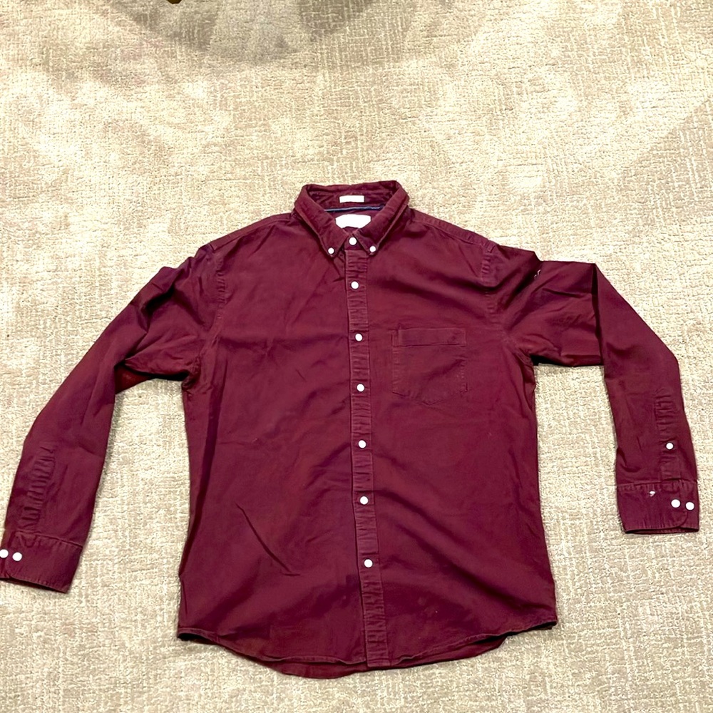 Hawker Rye XL Slim Button Down Long Sleeve Men’s shirt - Burgandy